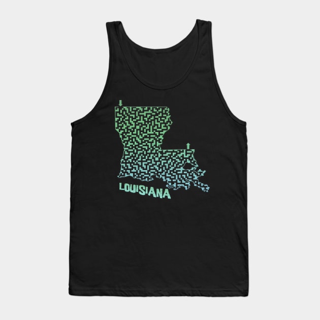 Louisiana State Outline Maze & Labyrinth Tank Top by gorff